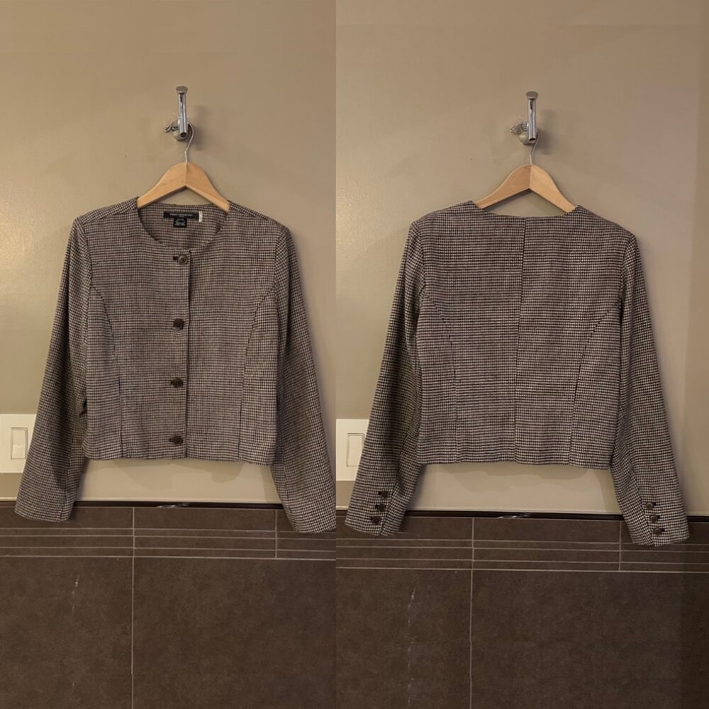 French Connection Houndstooth Check Collarless Cr… - image 7